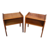 Paire de chevet table nuit scandinave bois vintage
