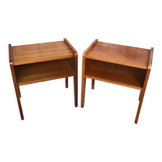 Pair of bedside table scandinavian vintage wood