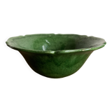 1960s Biot glazed earthenware salad bowl with XL green scalloped edges