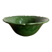 1960s centrepiece bowl in glazed Biot pottery with green scallops XL