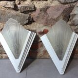 Pair of art deco-style pressed glass sconces
