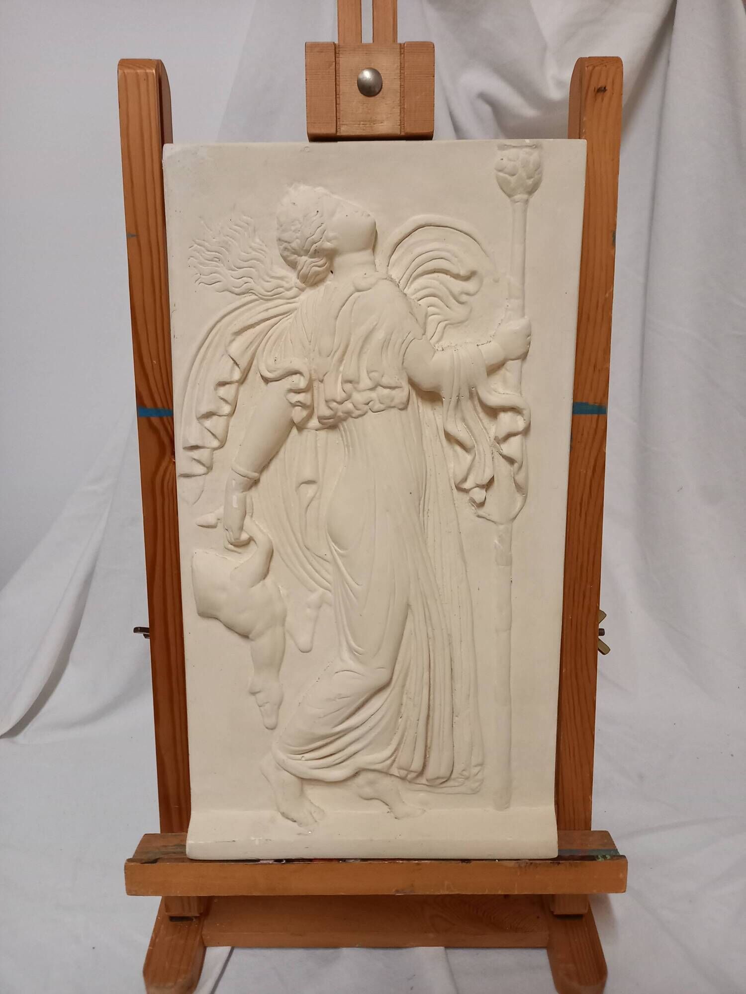 Bas-relief, museum replica, dancing maenad, ancient Greece, handmade plaster cast