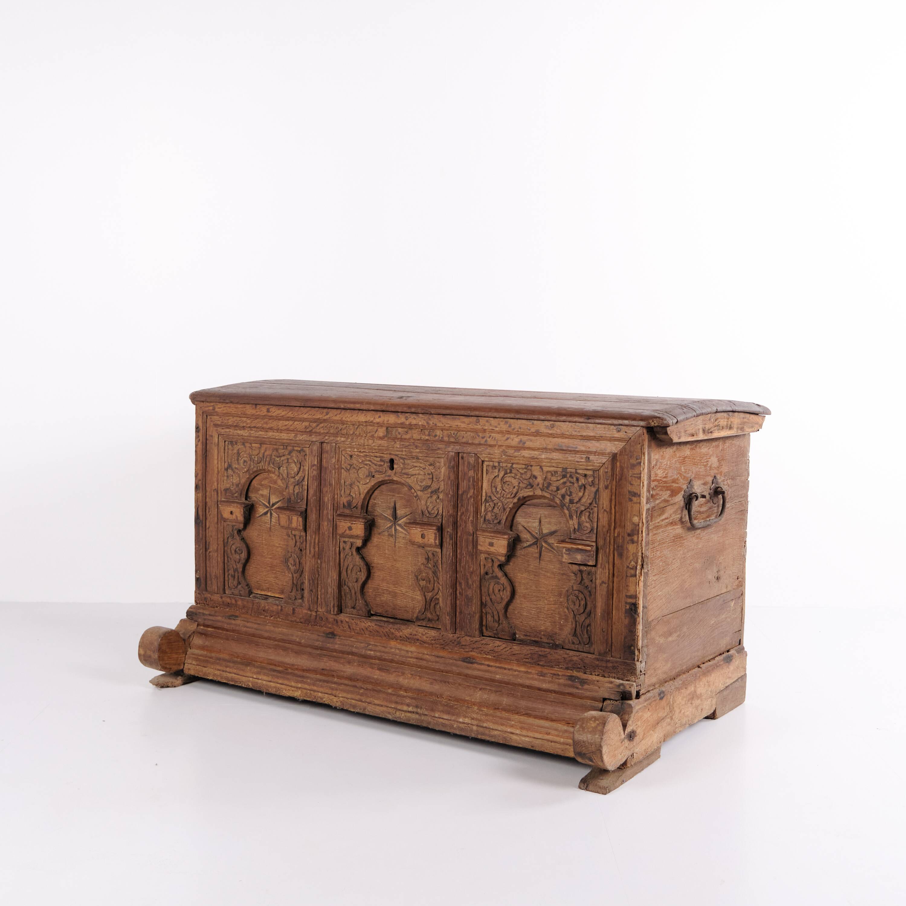 Chest – Oak – Carved details & inlay – c. 1860s