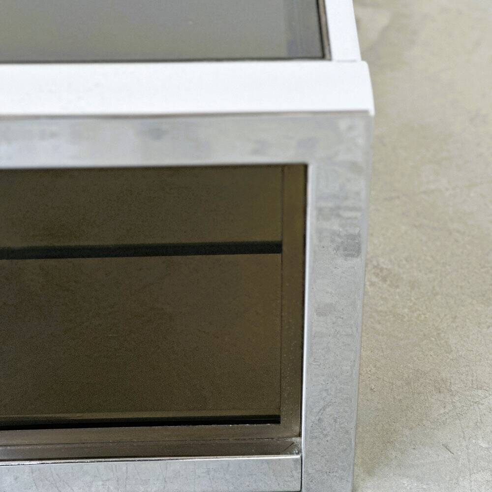 XL Belgo Chrom square coffee table in chrome & smoked glass – 1970s