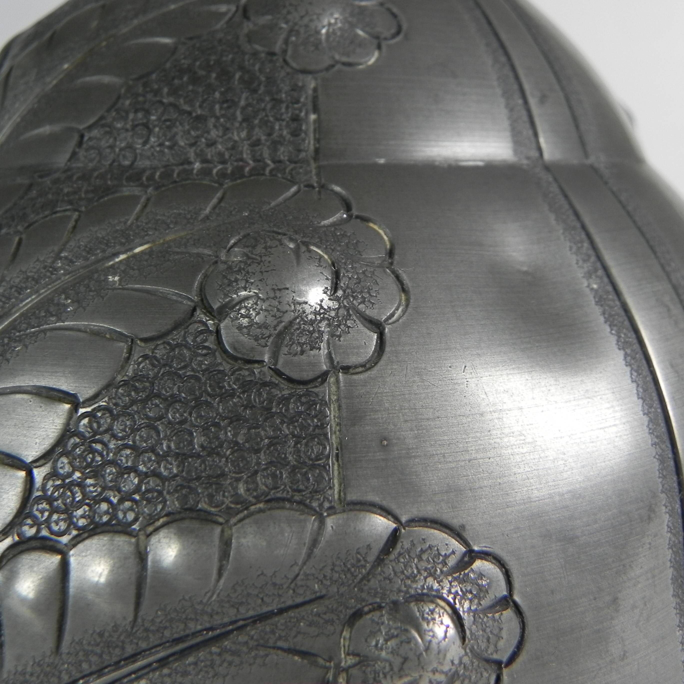 Art Nouveau pewter vase, signed PETIZON, early 20th century.
