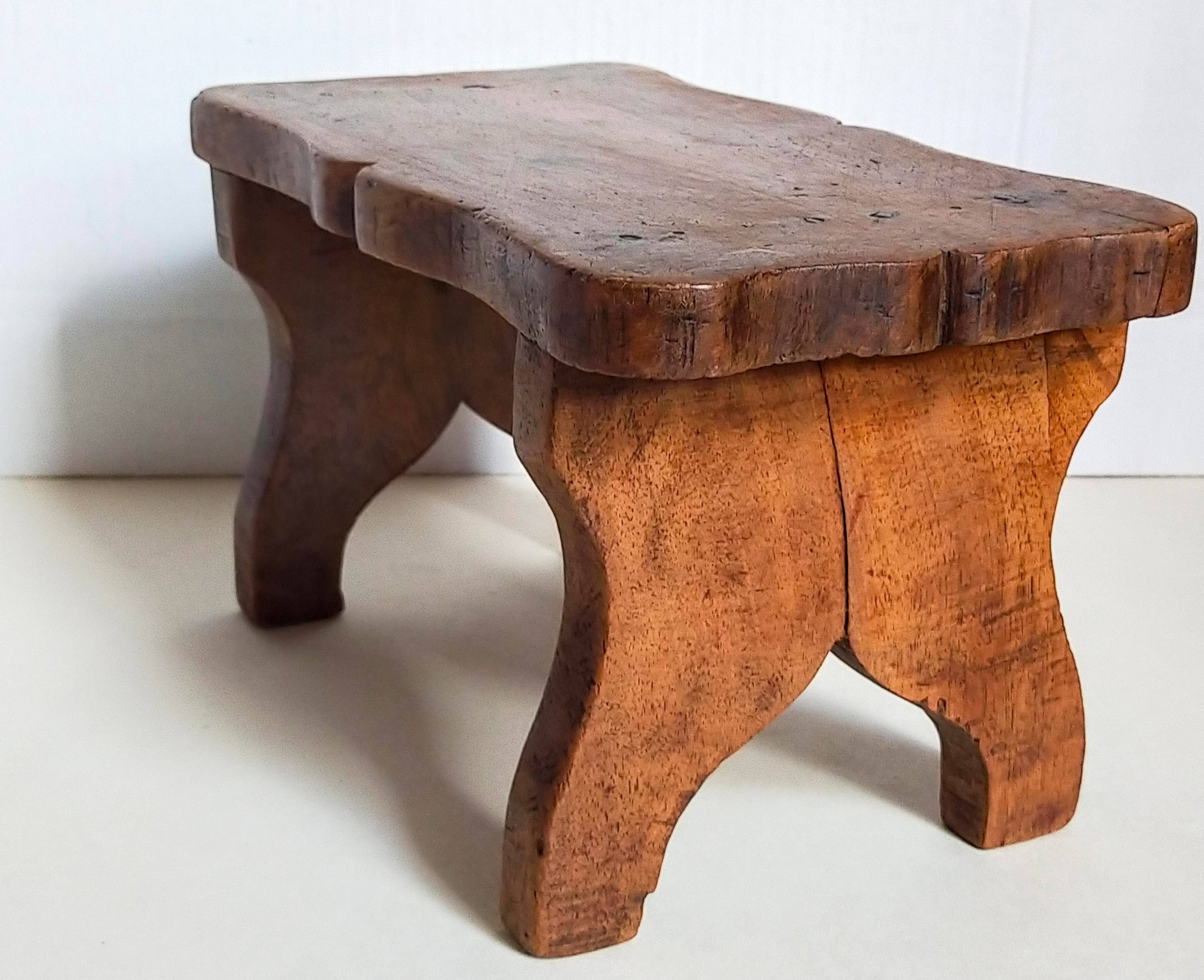 Old solid wood footrest stool