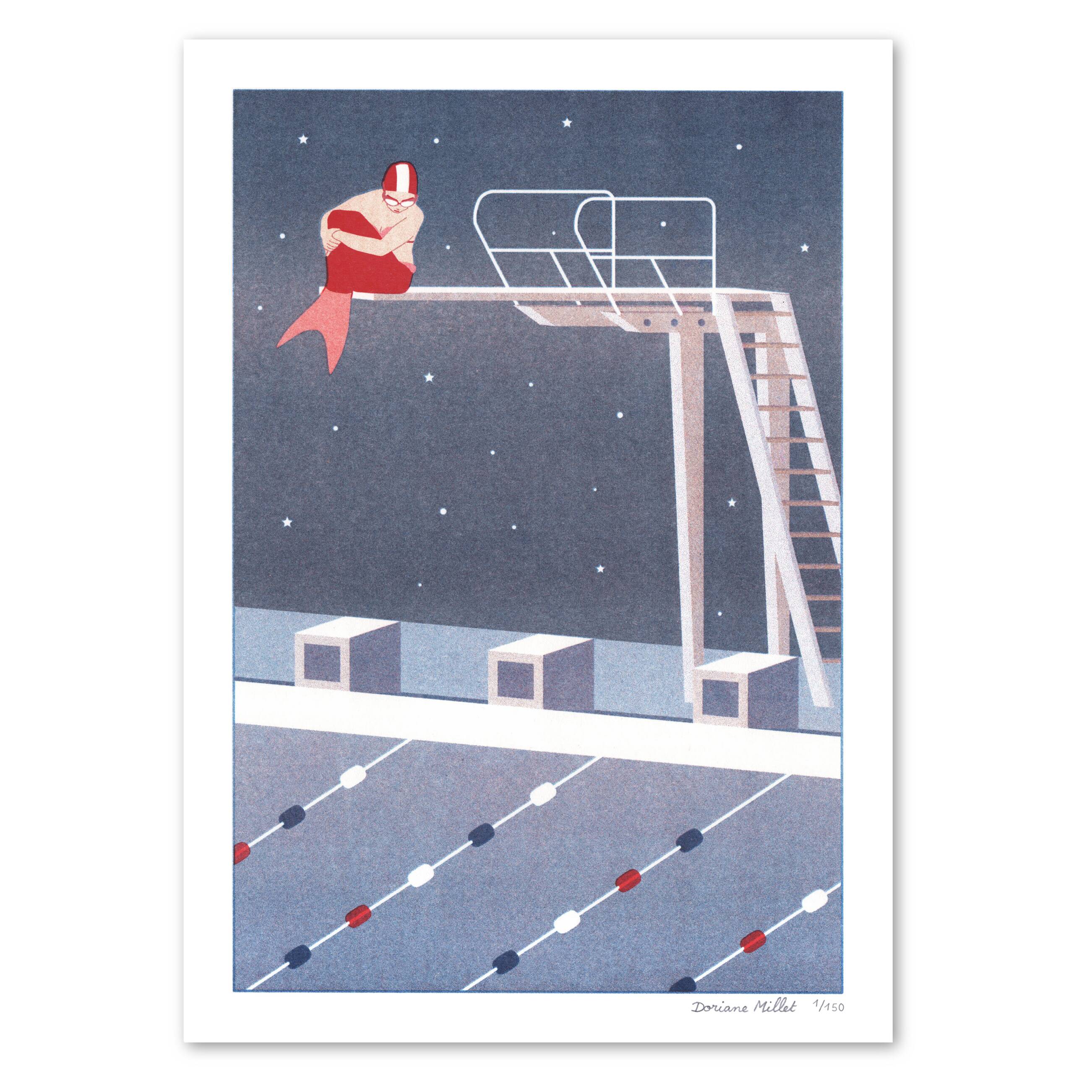 The Little Mermaid, A4 Risograph, Starry Blue Version, Limited Edition