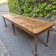 Antique French draper's table in oak, shop counter, work table, 6 feet, circa 1750–1850.