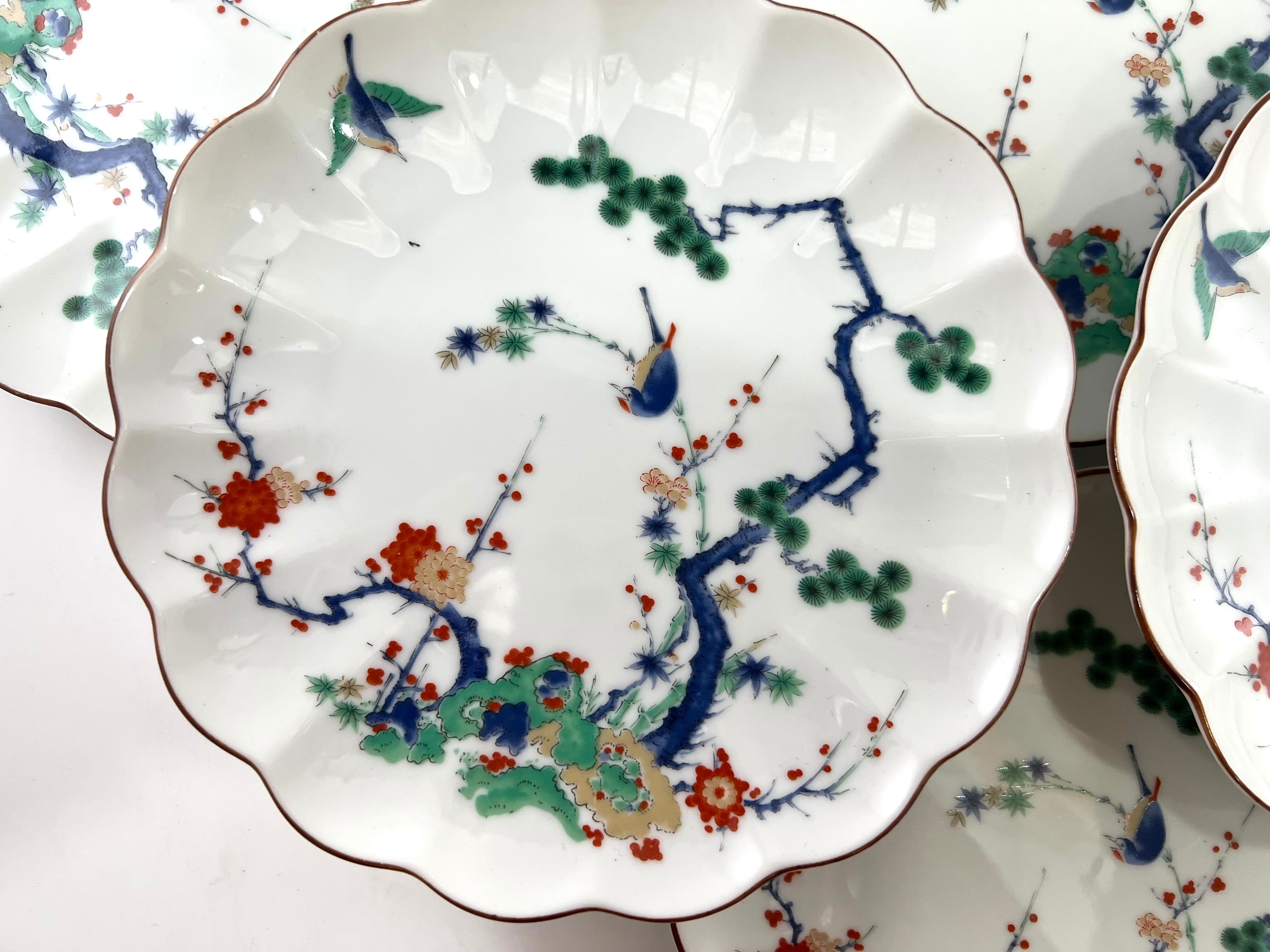 6 Japanese Arita dessert plates