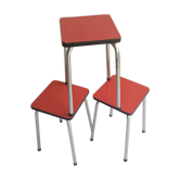 Lot of 3 vintage tabourets in formica red