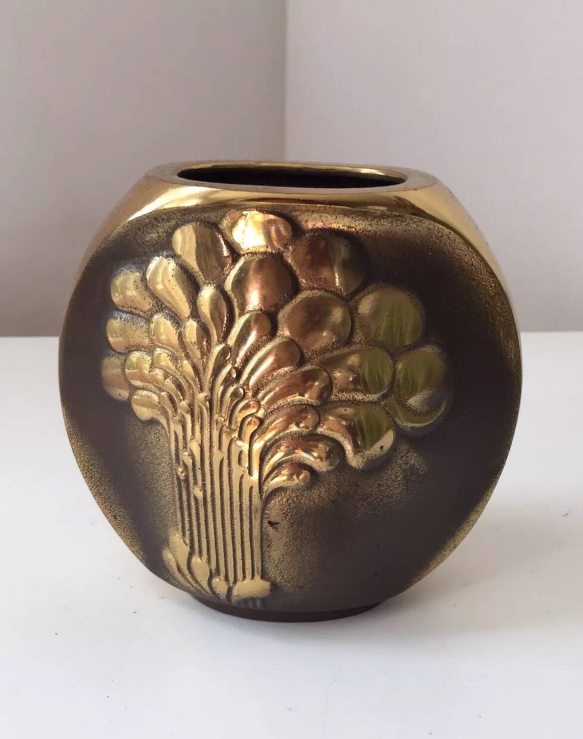 Vase  manfred frey syrakus vintage bronze 1970