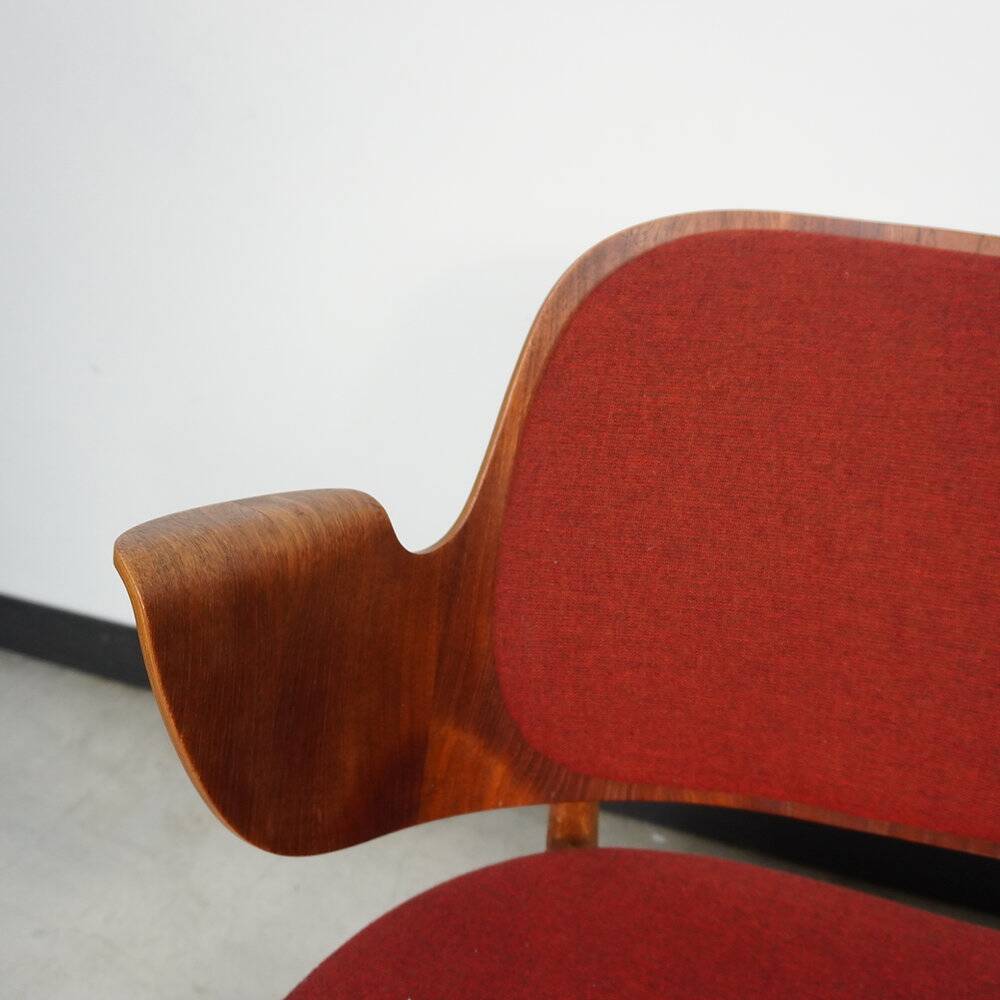 Rare teak and oak bench by Arne Hovmand-Olsen for Bramin, Denmark, 1950s