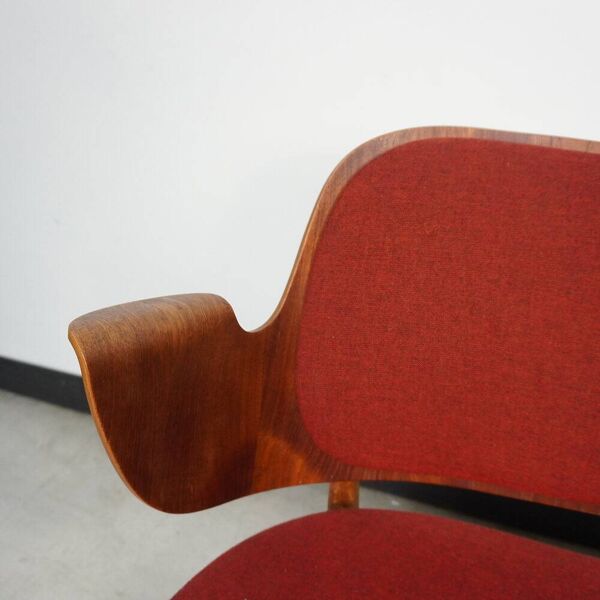 Banc en teck et chêne rare par Arne Hovmand-Olsen pour Bramin, Danemark, années 1950.