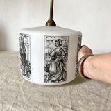 50s-60s pendant light in black and white opaline glass