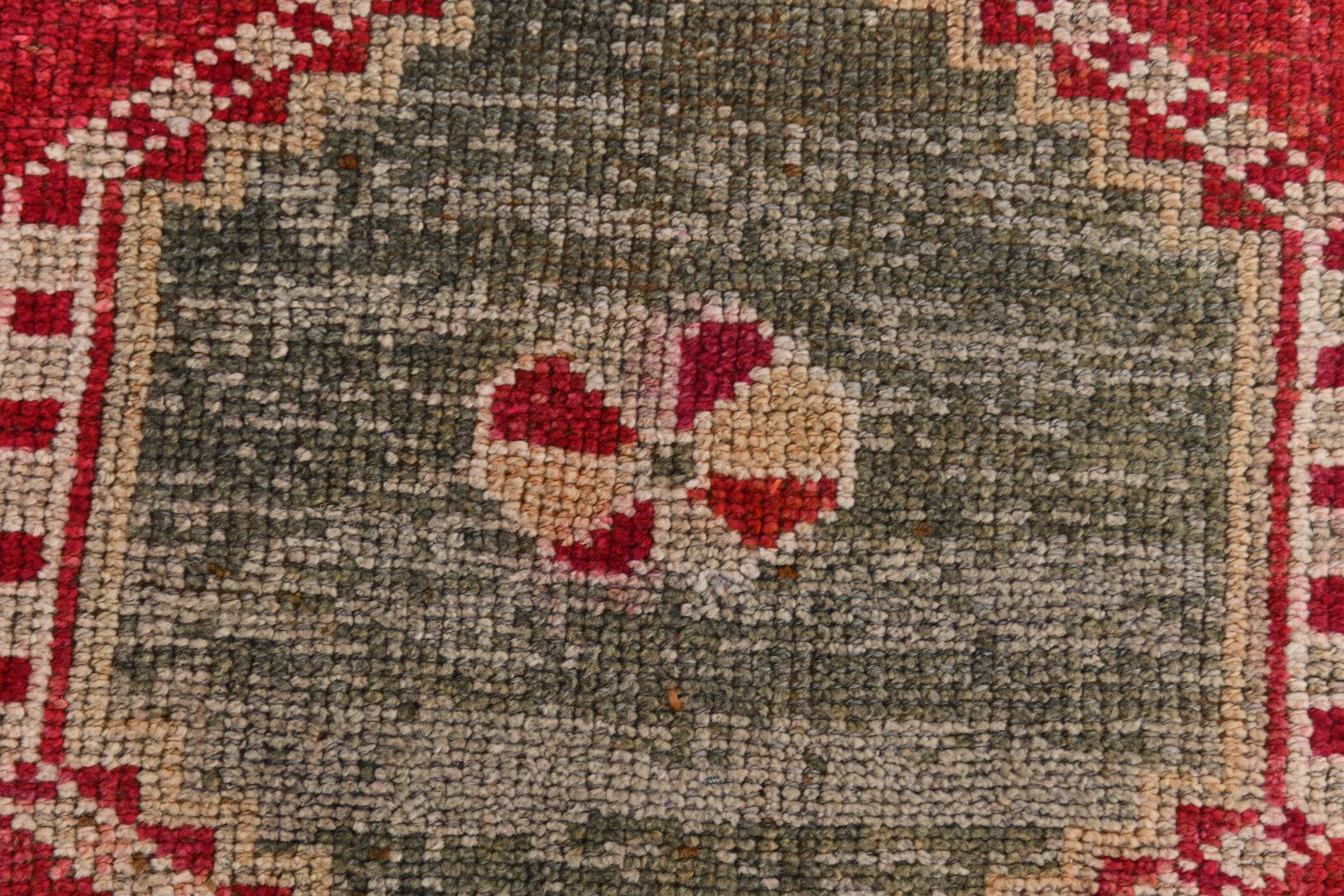 Tapis kilim ancien tons rouges et gris, motifs géométriques turcs,99x343 Cm
