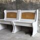 Pair of wooden and wicker chest benches - vintage - 1960