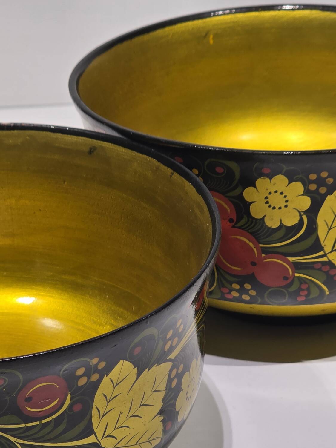 Lot de deux grands bols (coupelles) khokhloma époque Soviétique