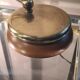 Adjustable brass lamp with wooden base and opaline with strapping 39x33