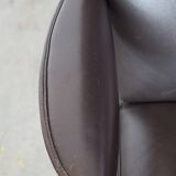 Dark brown leather design armchair + footstool De Sede DS 270