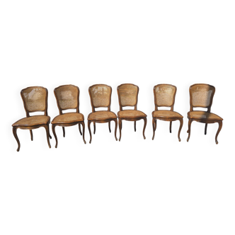 6 beech cane chairs