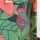 Vintage fiberglass platter with exotic décor and parrots