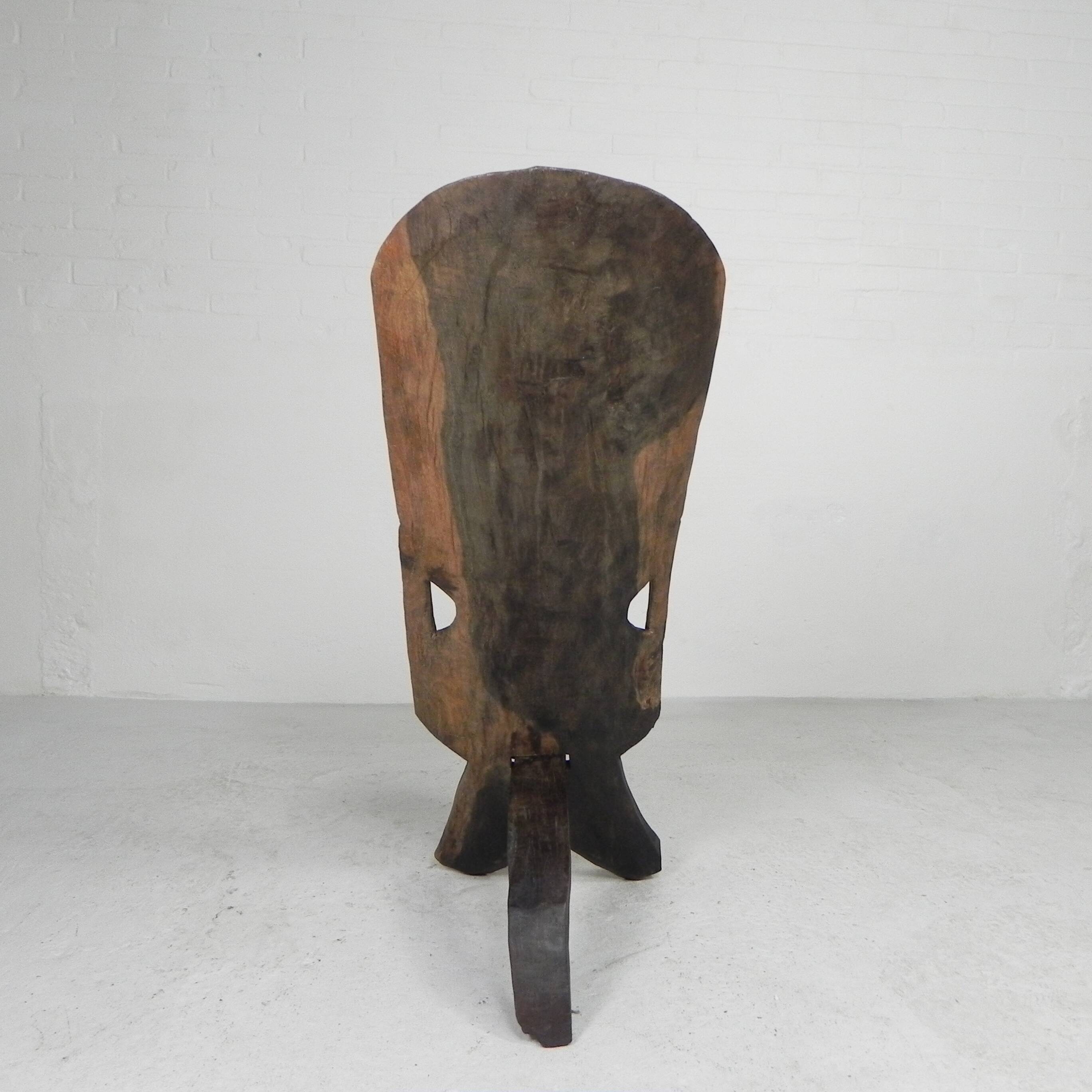 Solid ebony Makonde Palaver chair, 1970s