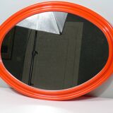 Large Orange Space Age Oval Mirror 1960s