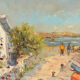 Yann Edel (XXth) Oil on canvas "Walker by the sea"