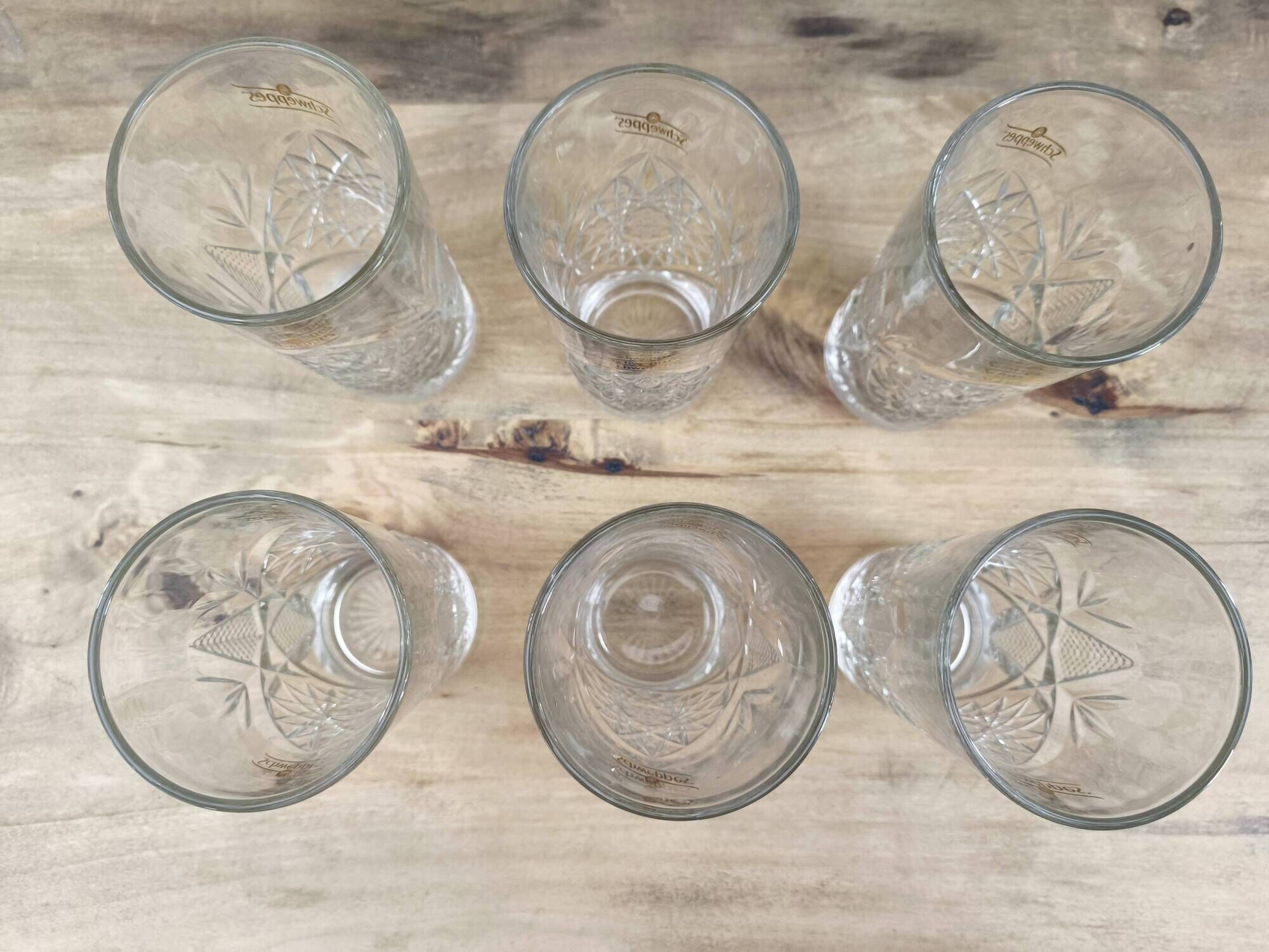 Set of 6 promotional Schweppes Long Drink glasses.