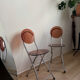 2 folding chairs Space Age plexiglass/steel round back/seat 1980s