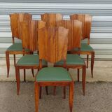 Art Deco period solid walnut chairs, set of 6