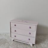 Wooden doll's chest of drawers, compass feet, redesigned, 1950s