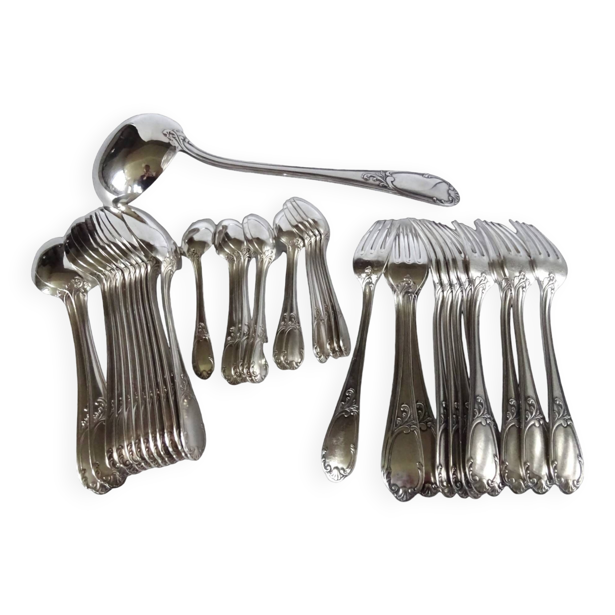 Silver metal cutlery set - 37 pieces - Frionnet François