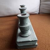 Vintage candle holder 3 candles in carved solid wood