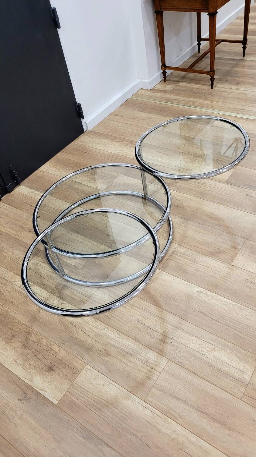 Glass and chrome coffee table