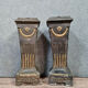 Pair of Louis XVI columns in lacquered and gilded plaster around 1800