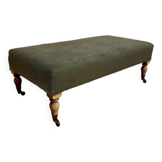 Banc, sofa à roulettes kaki et chêne, 1950