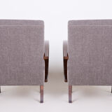 Pair of grey art deco armchairs made in the 1930s, fully refurbished beech.