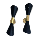 Pair of black Italian wall sconces