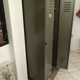 Industrial gray metal locker with 6 doors