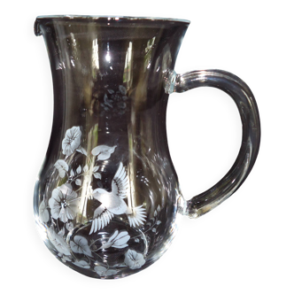 Carafe à eau, en cristal, AVON, gravée