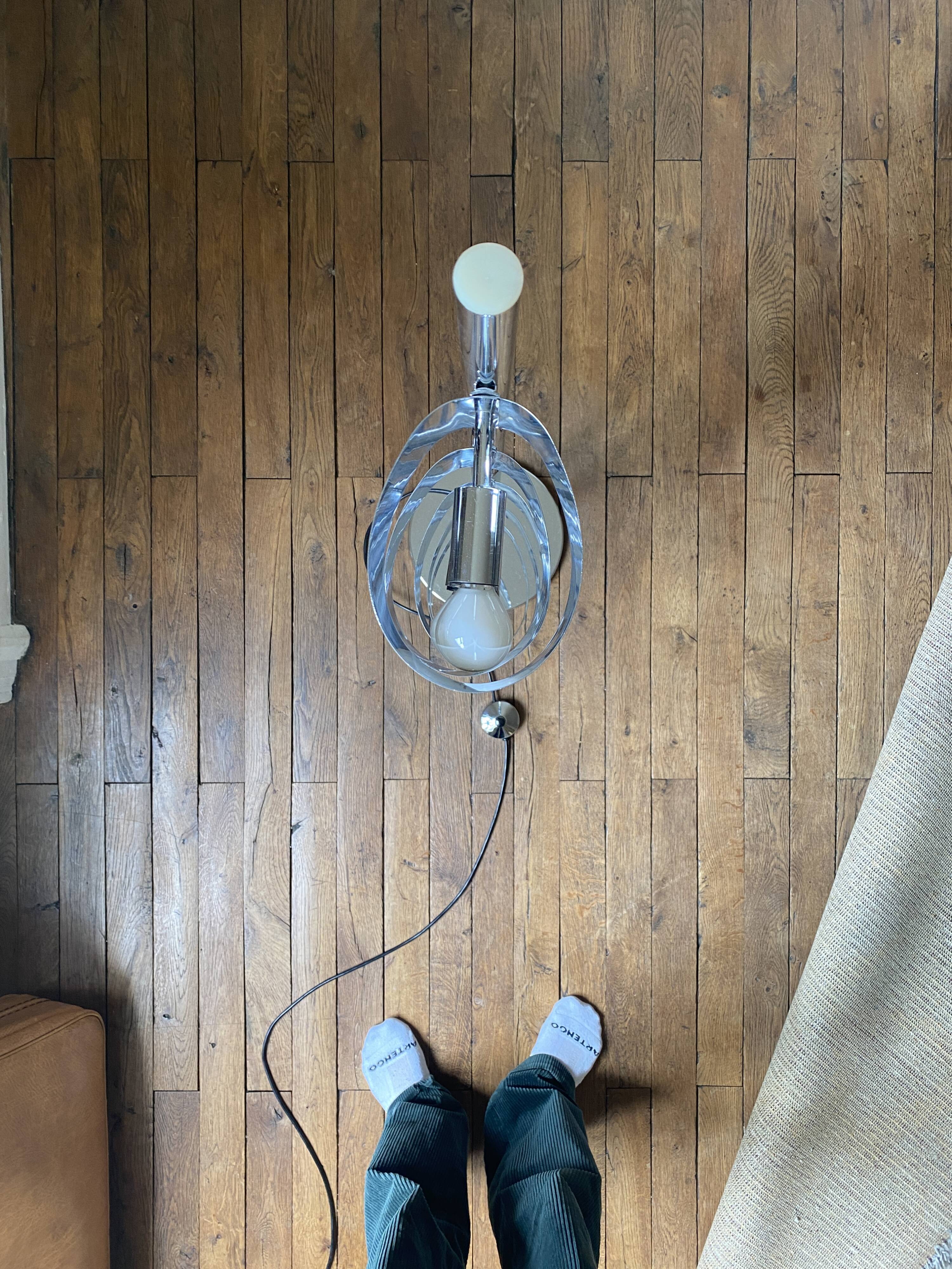 Space age floor lamp in chromed metal