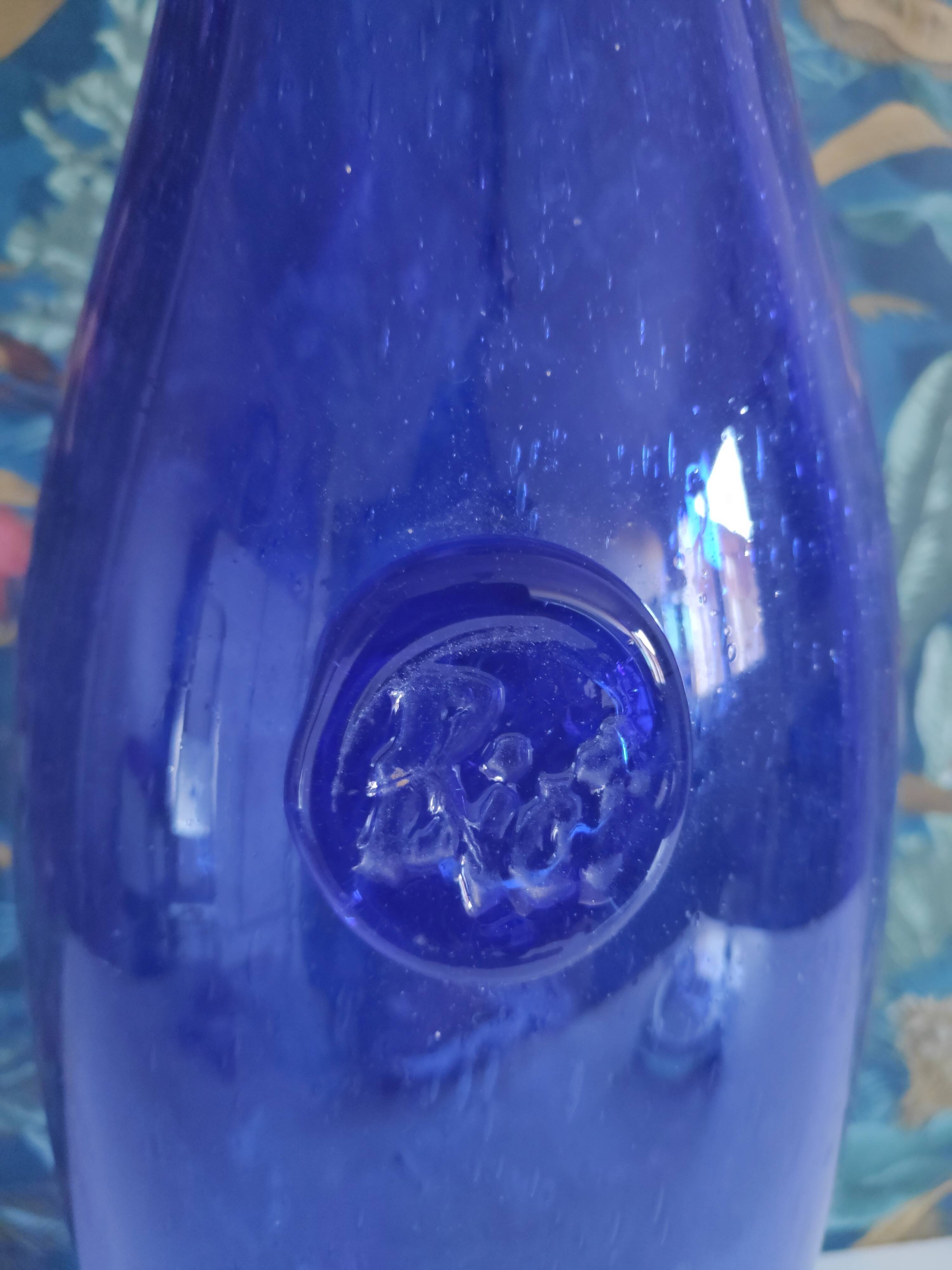 Biot carafe in blue glass from Persia