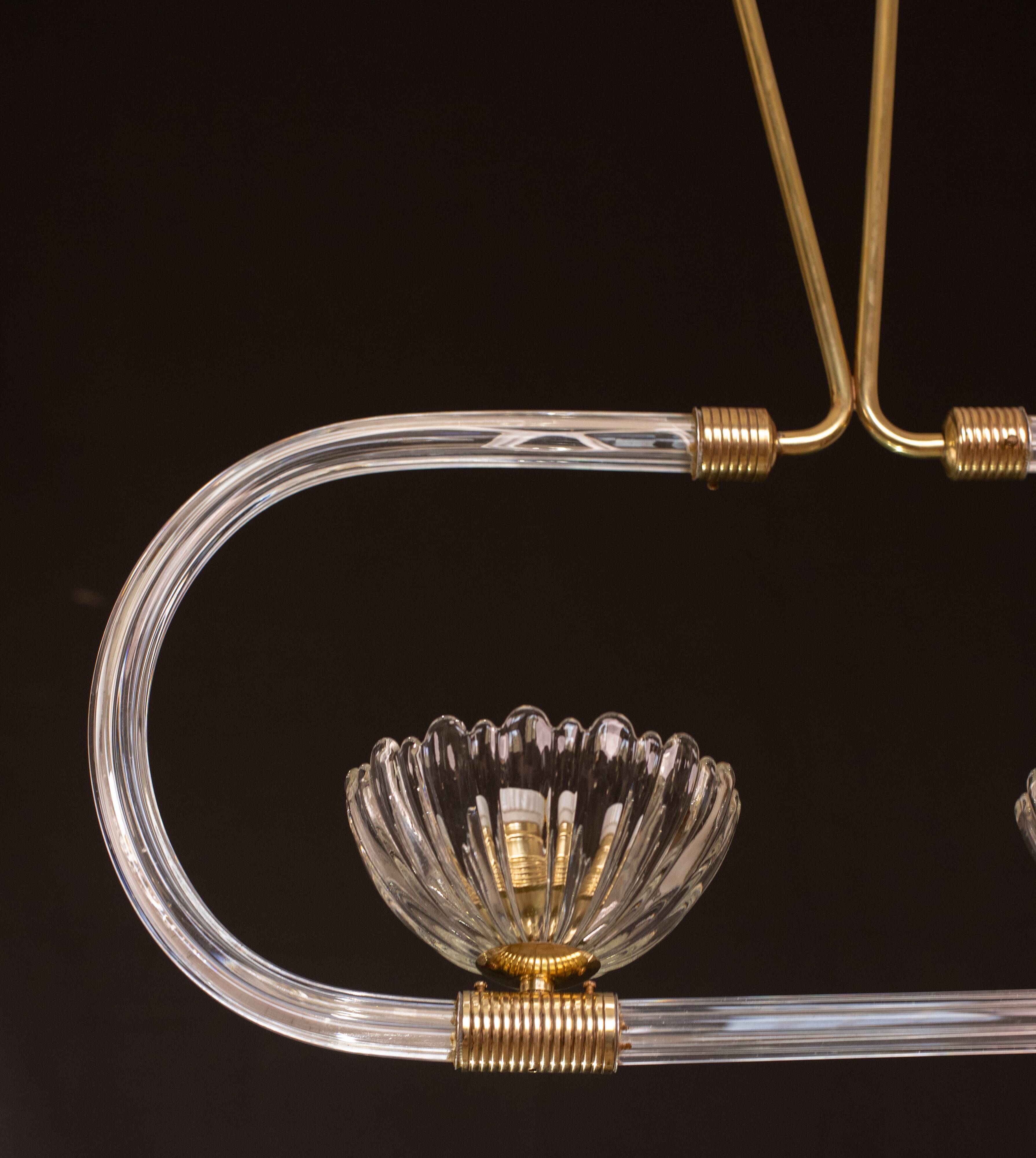 Extraordinary two-cup Art Deco candlestick by Barovier and Toso, 1940s