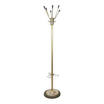 1950s coat rack in brass, metal and cast iron