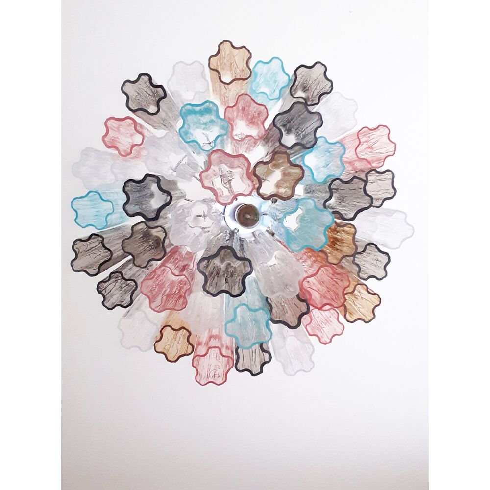 Multicolor “tronchi” murano glass chandelier