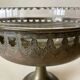 Antique crystal fruit bowl on a brass pedestal