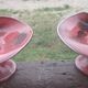 Pair of speckled red and black glazed stoneware ceramics – Signature