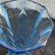 Blue molded glass vase in art deco relief