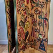 Screen decorated with wool threads, “Huichol” art, Sofia Ribeira, 124 cm